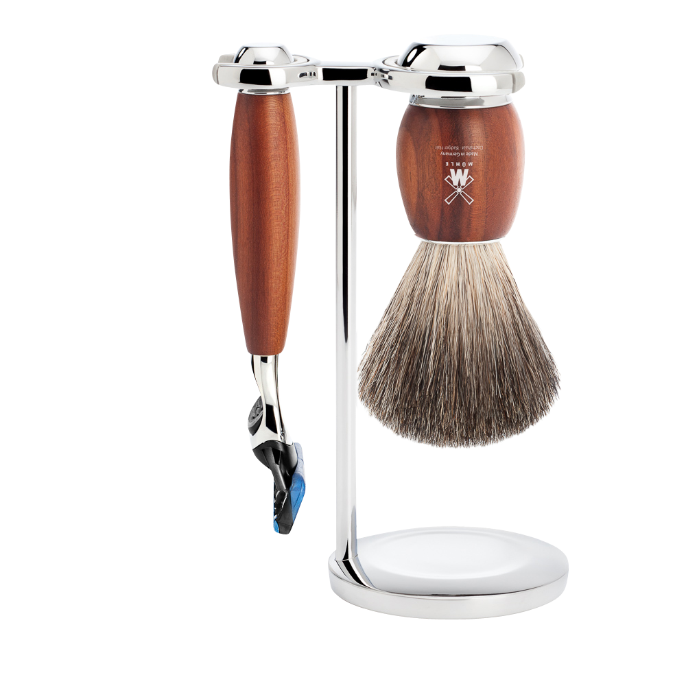 MÜHLE Rasierset VIVO , Reiner Dachs, mit Gillette® Fusion™, Griffmaterial Pflaumenholz