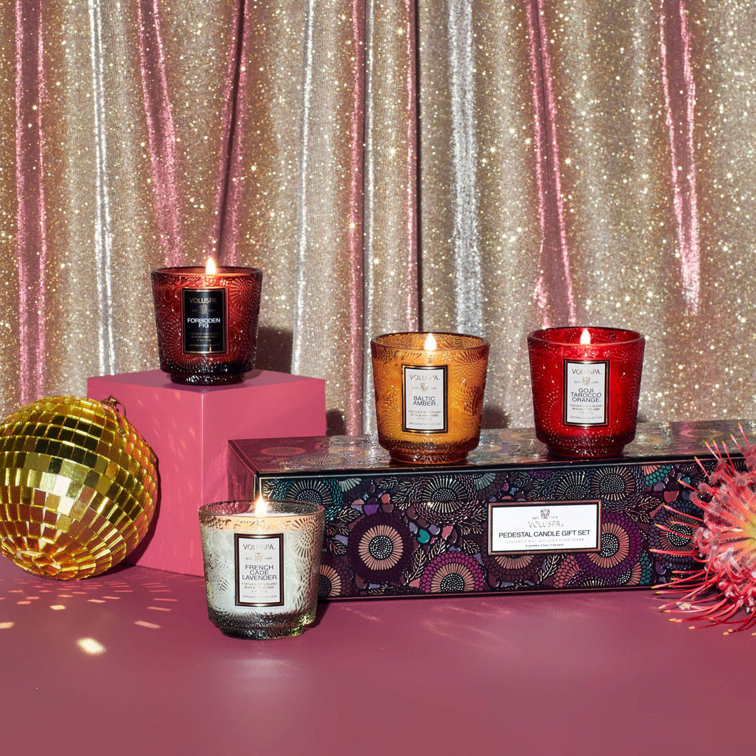 Voluspa - Japonica Best-Sellers - 4 Pedestal Candle Gift Set -