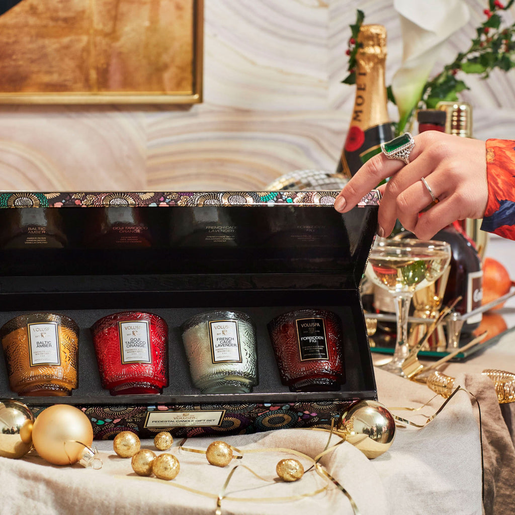 Voluspa - Japonica Best-Sellers - 4 Pedestal Candle Gift Set -