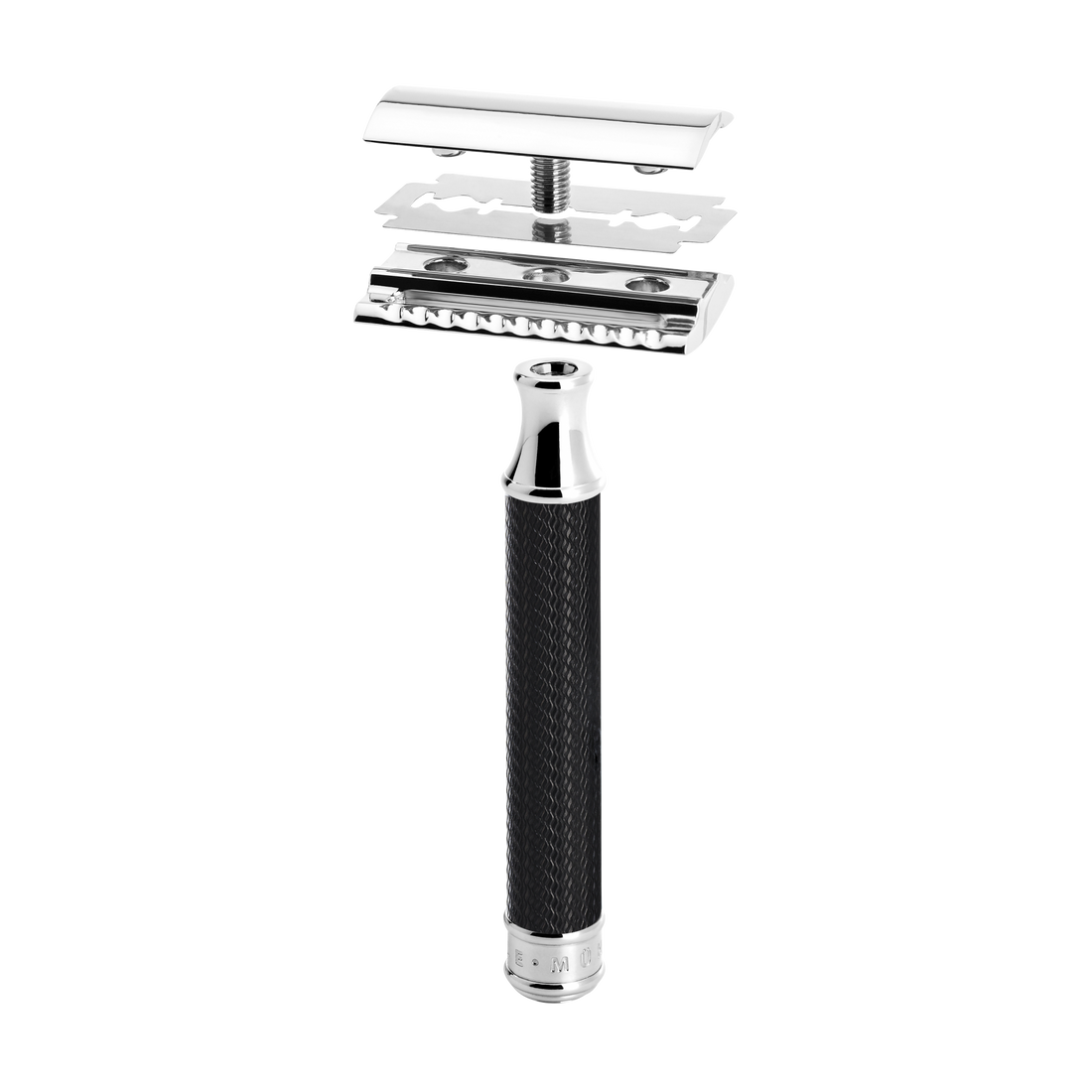 MÜHLE Traditional Rasierhobel R89 Black , geschlossener Kamm, Griffmaterial Metall