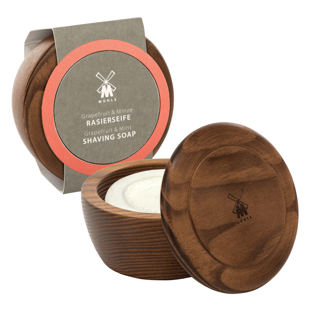 MÜHLE SHAVING Rasierseife RN3 GM - Grapefruit & Minze in der Holzschale