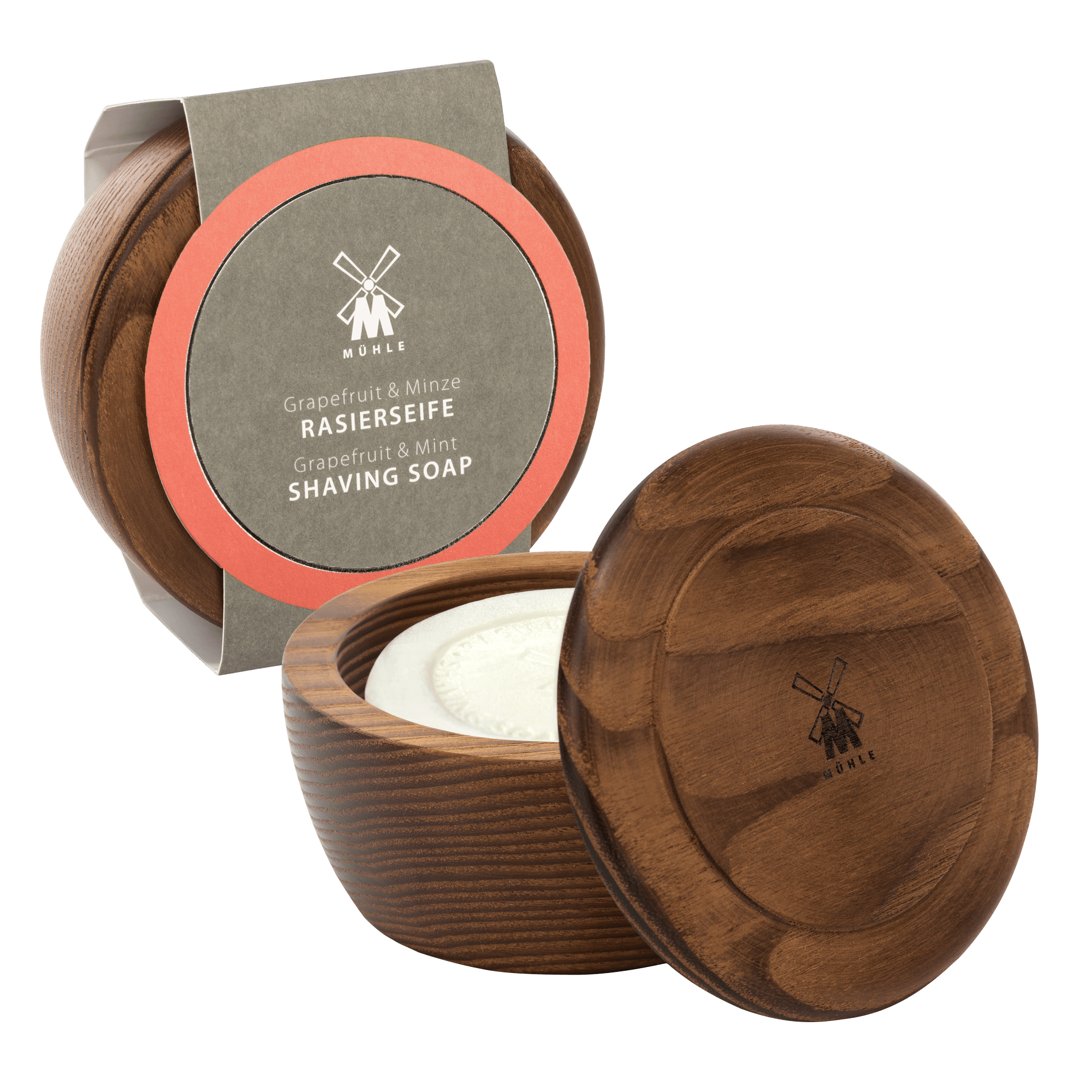 MÜHLE SHAVING Rasierseife RN3 GM - Grapefruit & Minze in der Holzschale