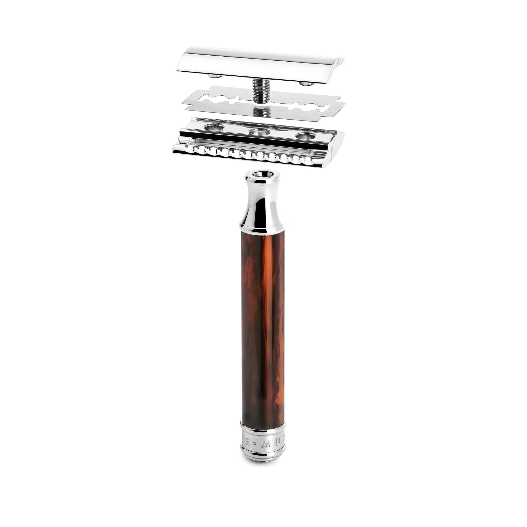 MÜHLE Traditional Rasierhobel R108, geschlossener Kamm, Griffmaterial Edelharz schildpatt