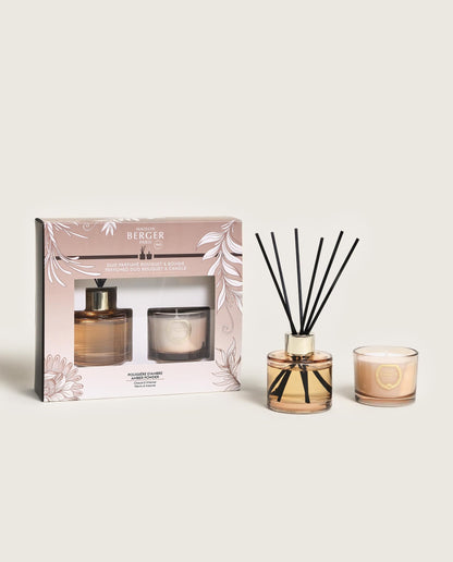 LAMPE BERGER - Holly Raumduft Set Diffuser + Duftkerze - Pudriger Amber