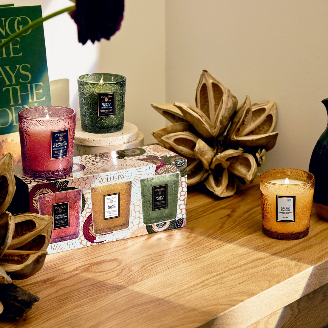 Voluspa -  Japonica Best-Sellers -  RESTORATION 3 DEMI CANDLE GIFT SET -