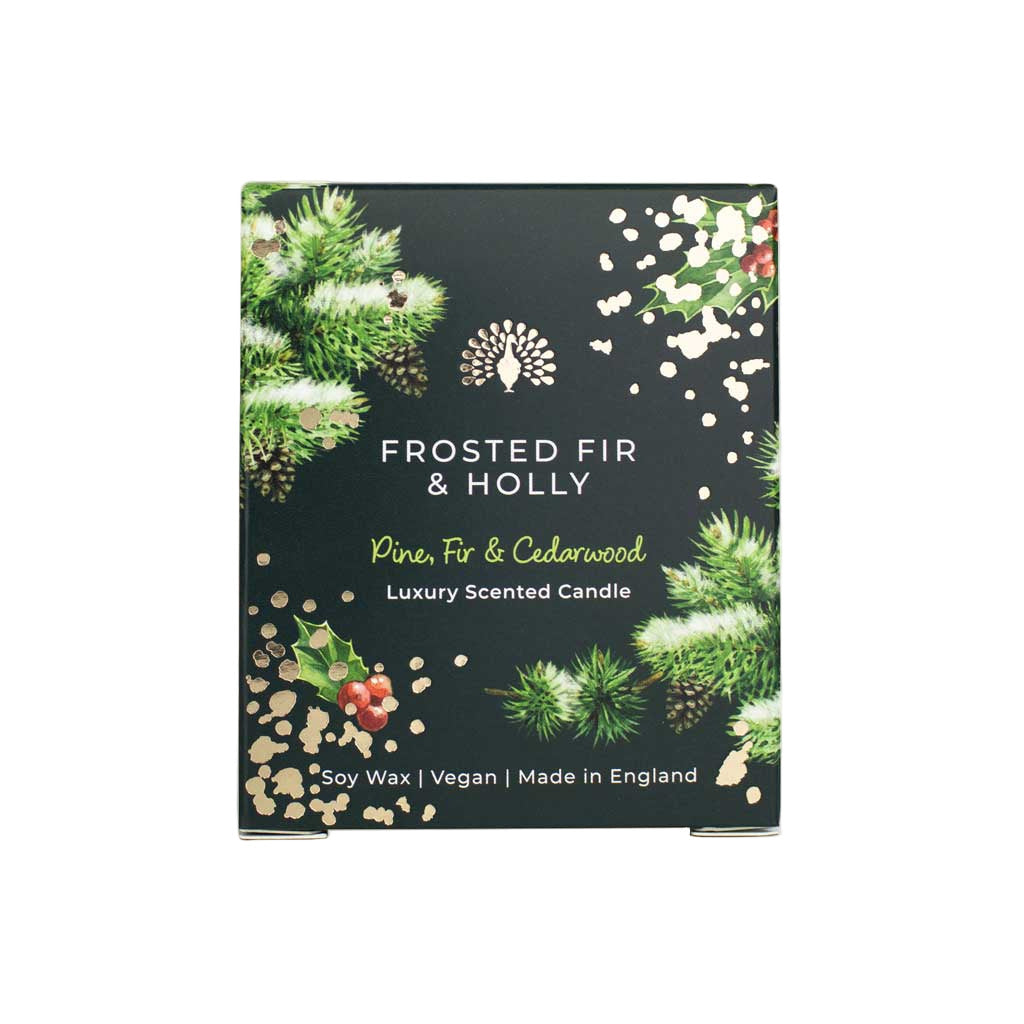 The English Soap Company - Frosted Fir &amp; Holly Candel - Nordische Tanne Duftkerze aus Soja Wachs 170 ml