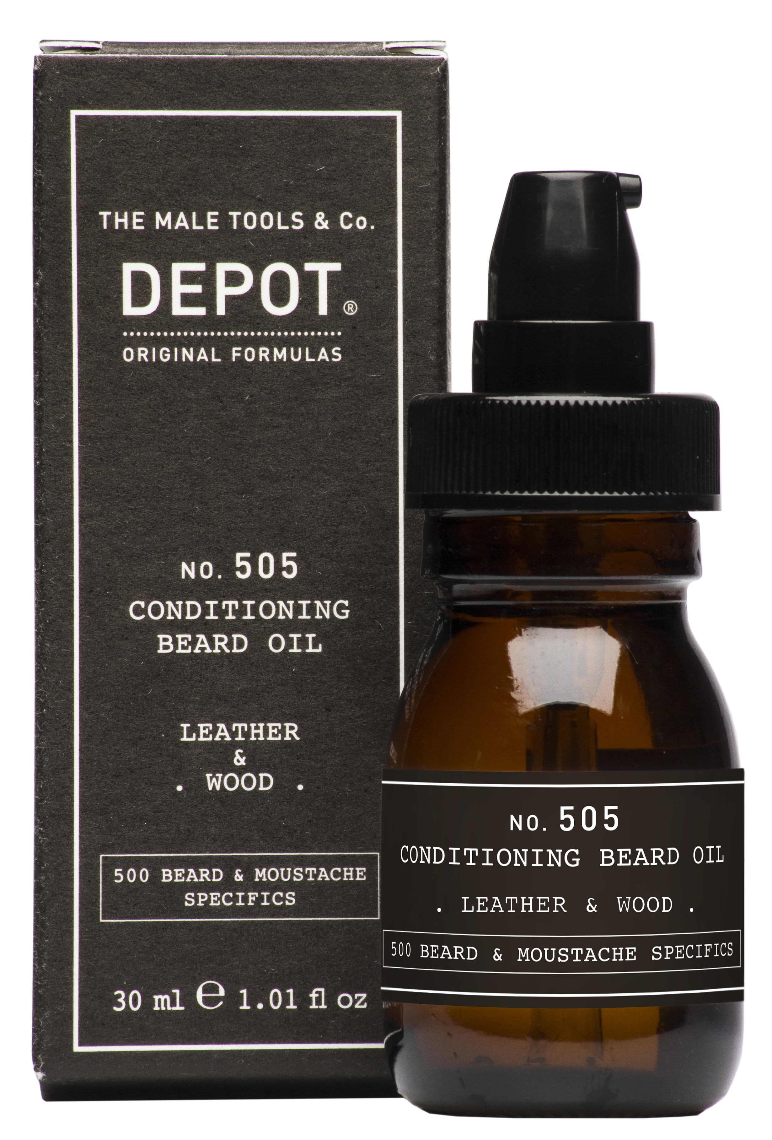 DEPOT MALE TOOL NO. 505 CONDITIONING BEARD OIL LEATHER &amp; WOOD