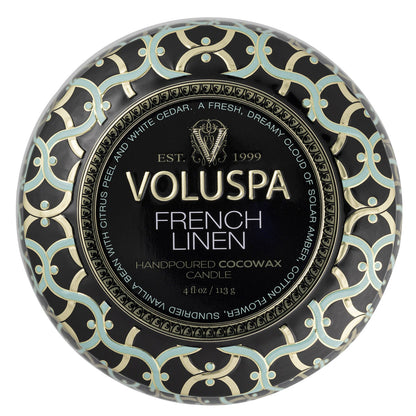 Voluspa - French Linen Mini Tin Candle - Kleine Duftkerze