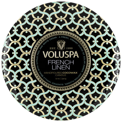 Voluspa -   French Linen  3 Wick Tin Candle  -  3 - Docht Duftkerze
