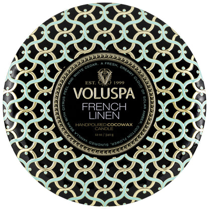 Voluspa -   French Linen  3 Wick Tin Candle  -  3 - Docht Duftkerze