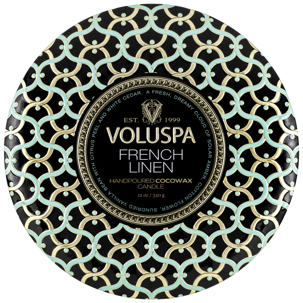 Voluspa -   French Linen  3 Wick Tin Candle  -  3 - Docht Duftkerze