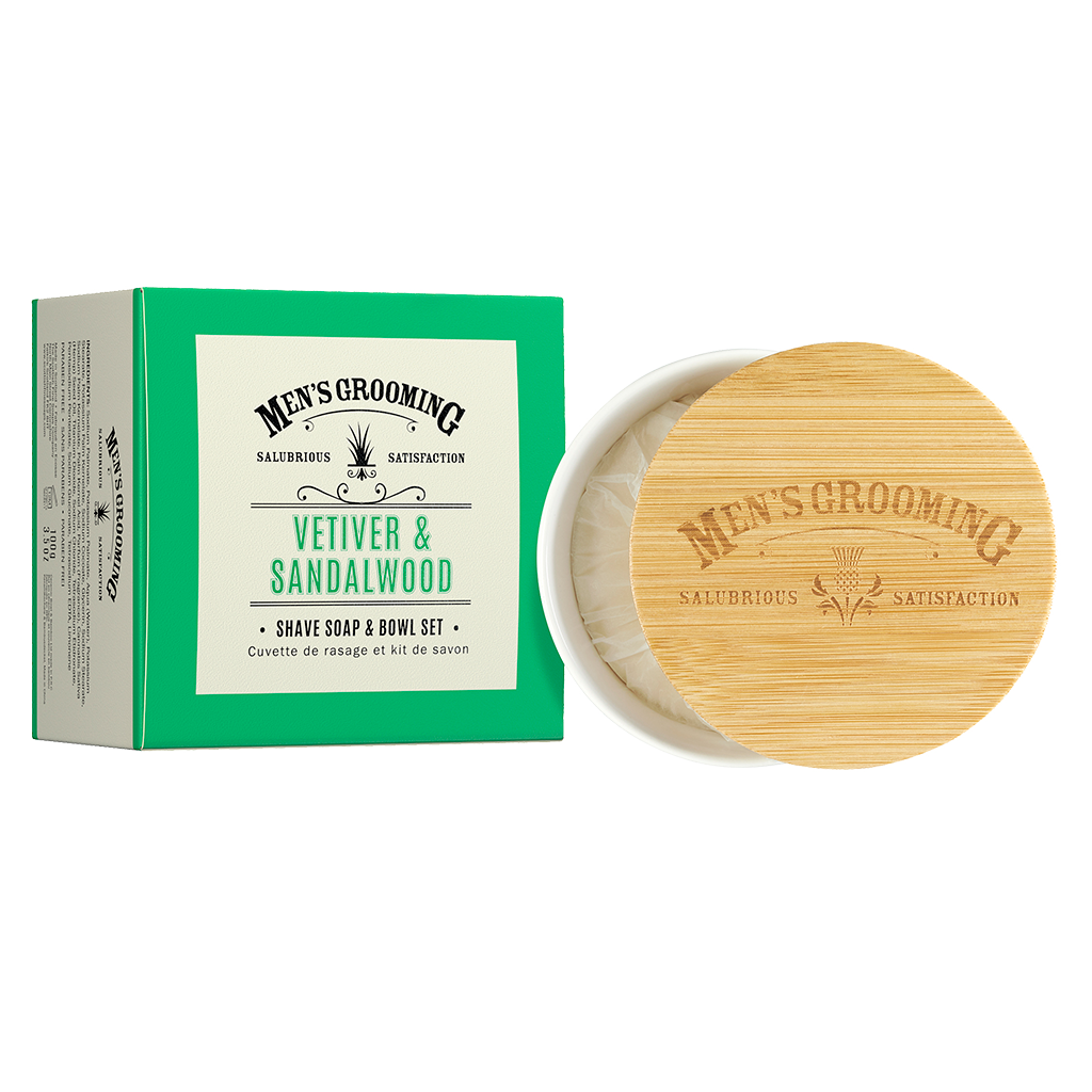 Scottish Fine Soap - Vetiver &amp; Sandelwood - Shaving Soap in Bowl - Rasierseife