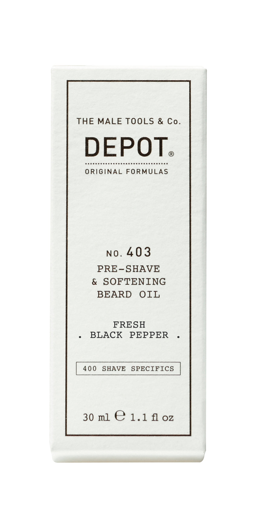 DEPOT MALE TOOL NO. 403 PRE-SHAVE &amp; SOFTENING BEARD OIL - Fresh Black Pepper