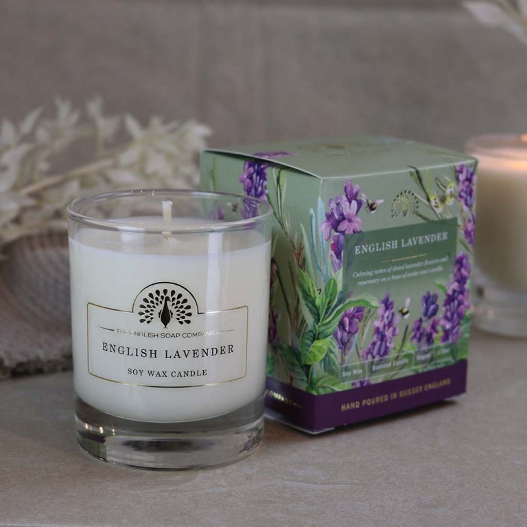 The English Soap Company - English Lavender Candel - Lavendel Duftkerze aus Soja Wachs 170 ml