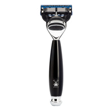 Lade das Bild in den Galerie-Viewer, MÜHLE Rasierset VIVO Edelharz schwarz, Black Fibre, mit Gillette® Fusion, S 21 M 336 SF
