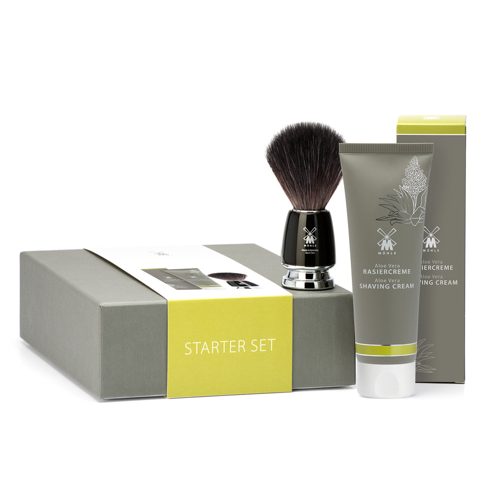 MÜHLE SHAVING - Starterset von MÜHLE, mit Rasiercreme Aloe Vera und Rasierpinsel RYTMO Black Fibre